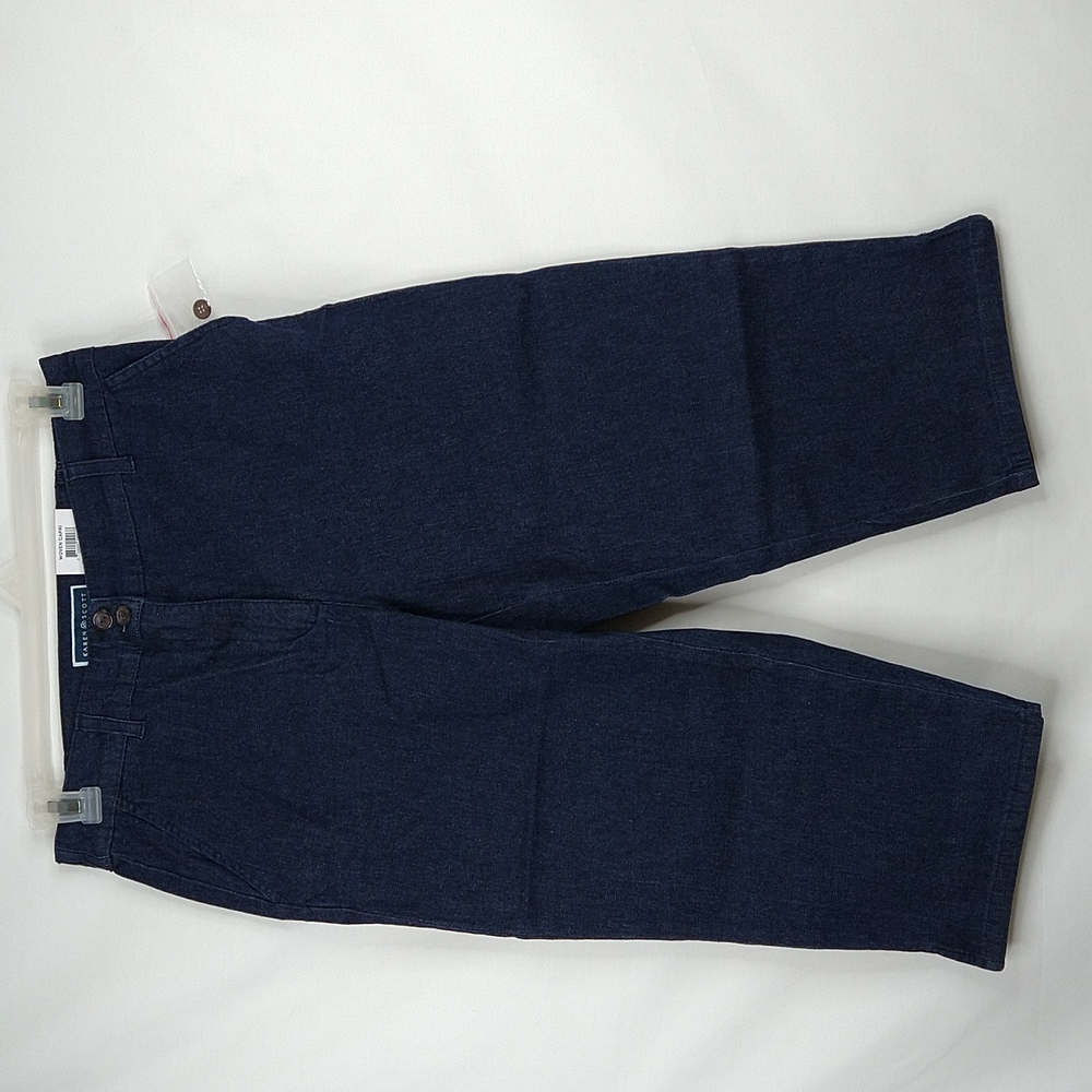 Karen Scott Dark Wash Woven Capri Size:10PETITE